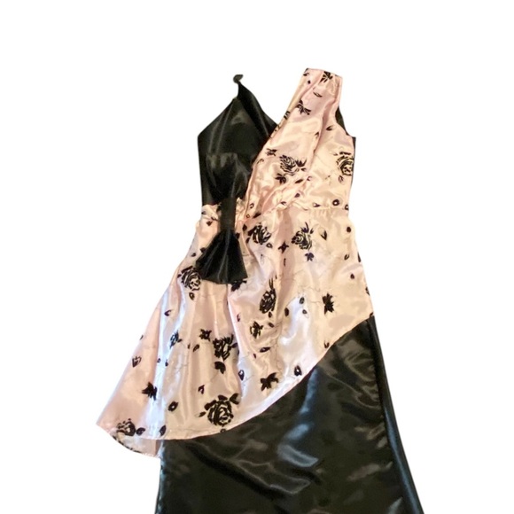 Vintage Handmade Black and Pink Bow Women's formal mermaid Gown Dress - Picture 6 of 8